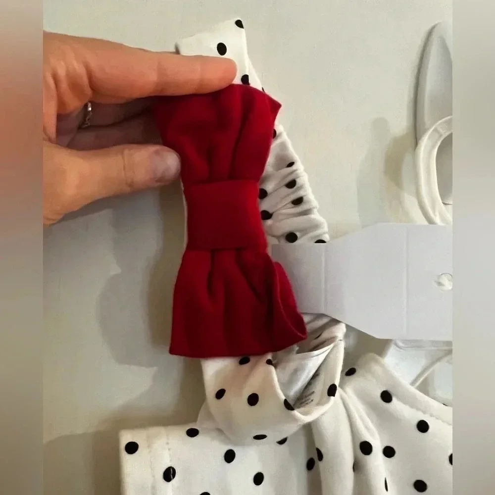 Maggie and Zoe 3 piece Matching Polka dot top and headband with red pants